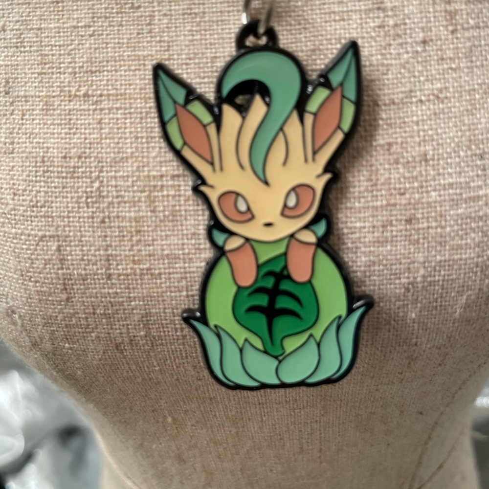 💚💛 Pokémon Necklace — Leafeon— Silver Chain & Extender 💛💚